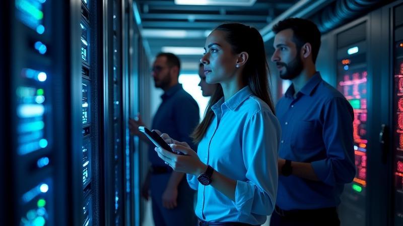 Squadra di ItaloConnect in un data center mentre lavora
